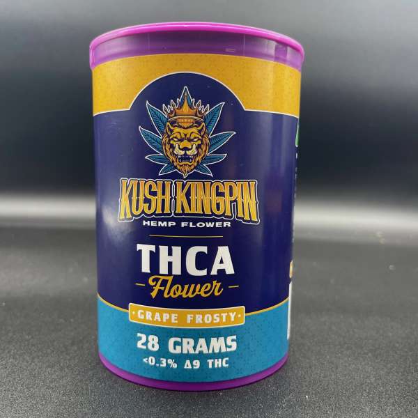 Kush Dispensary Cannabis Hemp Flower Kush Kingpin Grape Frosty 28 Gram Ounce