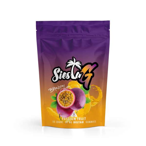 SiestaG Delta8 Gummies 50mg 10 count Passion Fruit (500mg)